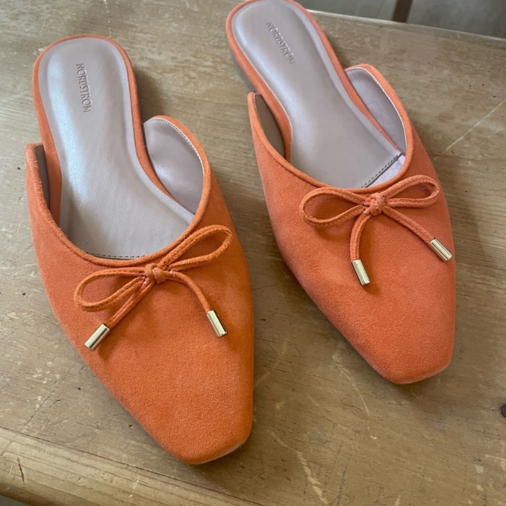 NORDSTOM x Jude Slip-on Orange Suede Flat Mules [Size 8]